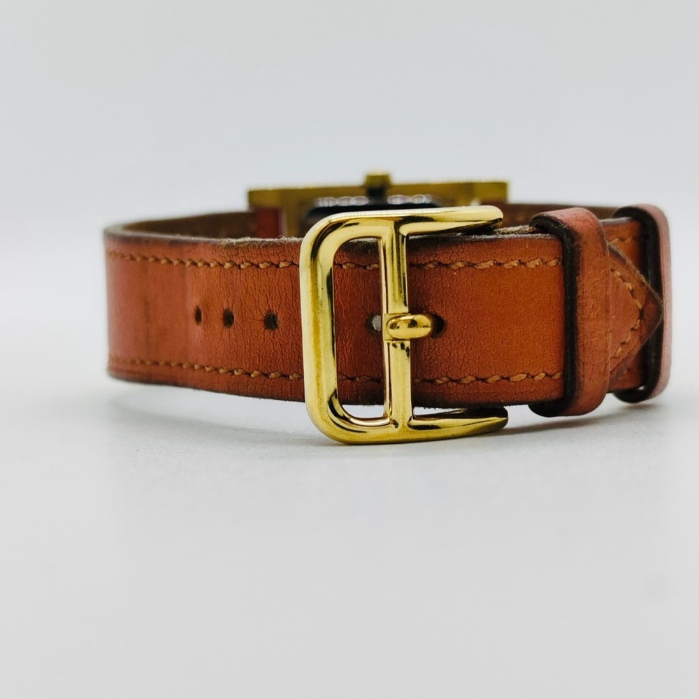 Hermes Medor Quartz Watch Plated Metal and Leather 23 Tan / Orange - Picture 6 of 8